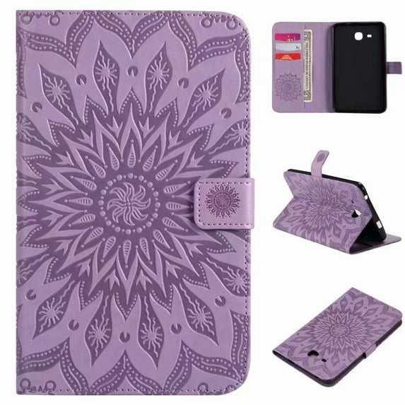 For Samsung Galaxy Tab E 9.6 T560 (not fit T560NU) Sunflower Embossed PU Leather Flip Stand Case Auto Wake/Sleep Smart Cover