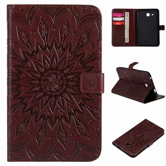 For Samsung Galaxy Tab E 9.6 T560 (not fit T560NU) Sunflower Embossed PU Leather Flip Stand Case Auto Wake/Sleep Smart Cover