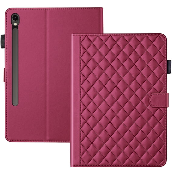 for Samsung Galaxy Tab S10 FE Plus 13.1 Inch Case, Rhombus Pattern Multiple Viewing Angles Stand Slim Folio Cover (Red)