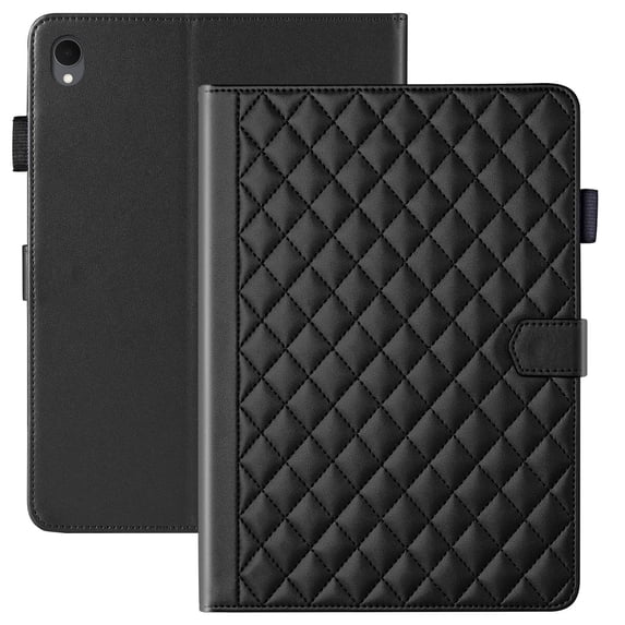 for Samsung Galaxy Tab S11 11 inch Case, Rhombus Pattern Multiple Viewing Angles Stand Slim Folio Cover (Black)