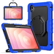for Samsung Galaxy Tab S11 Case 11 inch, 360 Rotating Shockproof Cover with Stand, Handle, Shoulder Strap SM-X730/X736B, Blue