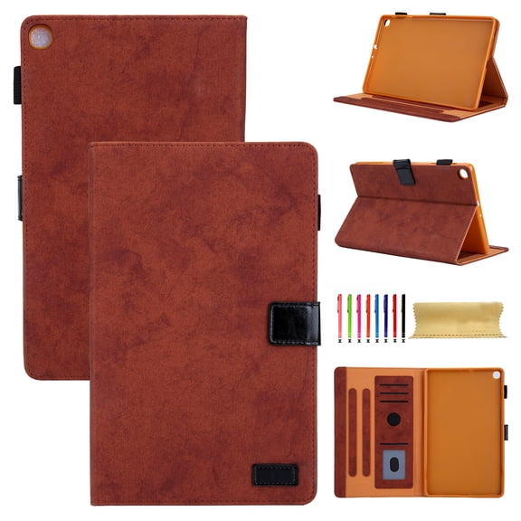 For Samsung Galaxy Tab S5e 10.5 2019 (SM-T720 SM-T725 SM-T727) Case,Retro Card Slot Cover with Pencil Holder,Multi-Angle Viewing Stand,Pocket Folio Leather Case,Brown