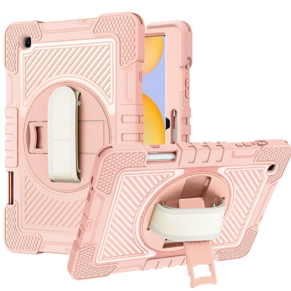 For Samsung Galaxy Tab S6 Lite 10.4inch 3in1 Multi-Functional Tablet Case for Hand, Shoulder, Pencil & Stand - Rose Gold