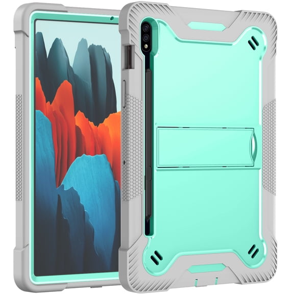 For Samsung Galaxy Tab S8 11 inch / SM-X700 / X706 Dual Layer Protective Shockproof Kickstand With Stylus Pen Slot Heavy Duty Case Cover Gray/Green