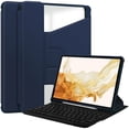 thumbnail image 1 of For Samsung Galaxy Tab S9 Plus 360 Rotation Transparent Smart Leather Case with Keyboard,Dark Blue, 1 of 8