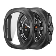 For Samsung Galaxy Watch Ultra 47mm (2025/2024) Screen Protector Case, Hard PC Bumper Built-in Tempered Glass Film Full Cover, Scratch Resistant - Black