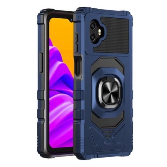For Samsung Galaxy XCover6 Pro SM-G736B Robotic Ring Kickstand Phone Case + Tempered Glass - Blue