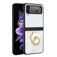 thumbnail image 1 of For Samsung Galaxy Z Flip 4 5G Diamond Bling Sparkly Glitter Ornaments Engraving Hybrid Ring Stand Fashion Cover ,Xpm Phone Case [ White Flower Ring ], 1 of 7