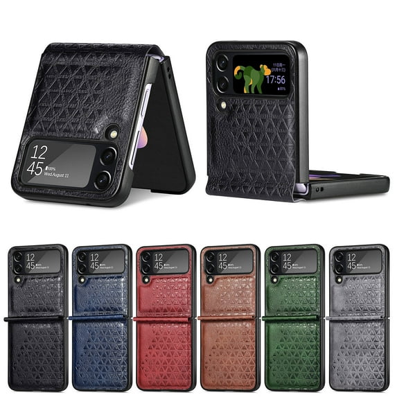 For Samsung Galaxy Z Flip 4 5G Luxury Shockproof Folding Retro PU Leather Phone Case Cover