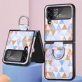 thumbnail image 1 of For Samsung Galaxy Z Flip 4 Case Luxury PU Leather Colorful Shockproof Ring Holder Portable Protective Cover, 1 of 7
