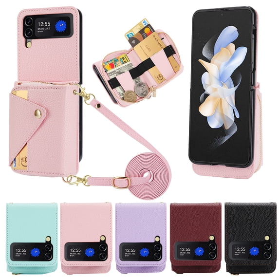 For Samsung Galaxy Z Flip 5 Wallet Leather Case with Card Holder Leather Phone Case For Samsung Galaxy Z Flip 5 ZFlip4 ZFlip3 Shockproof Protective Cover For Galaxy Z Flip 5