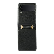 For Samsung Galaxy Z Flip 6 Case Embossed Design Vegan Leather Phone Cover