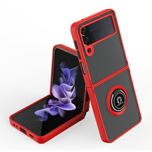 For Samsung Galaxy Z Flip 6 Case Magnetic Ring Stand Phone Cover w/ Frosted Back