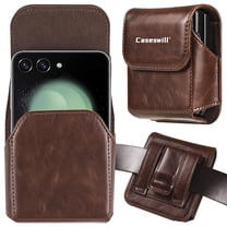 Caseswill For Samsung Galaxy Z Flip 7 / 7 FE / 6 / 5 / 4 / 3 5G Case Premium Leather Phone Pouch with Belt Clip Holster