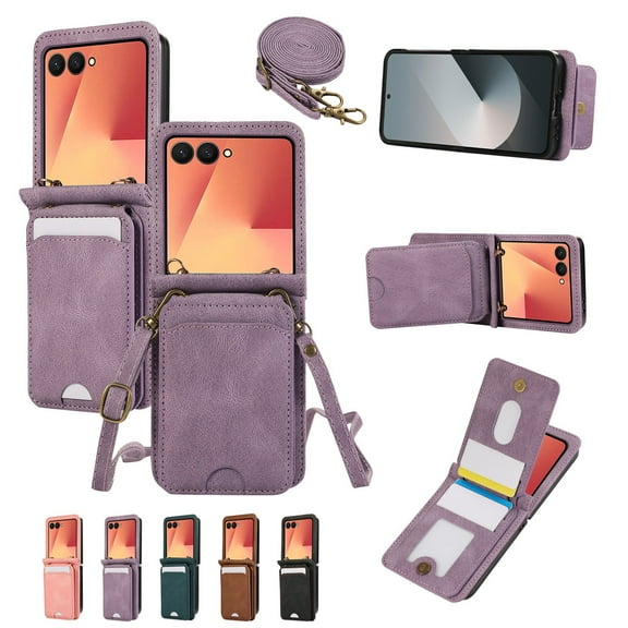 For Samsung Galaxy Z Flip 7 Fe 6 5 4 3 Phone Case Leather Cover Wallet Bag