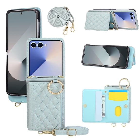 For Samsung Galaxy Z Flip 7 Fe 6 5 4 3 Phone Case Leather Wallet Slot Bag
