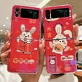 thumbnail image 1 of For Samsung Galaxy Z Flip4/Flip3 5G Phone Case，Shockproof Luxury Red Cute Cartoon Rabbit New Year Case,Silm PC Flip Case Cover, 1 of 1