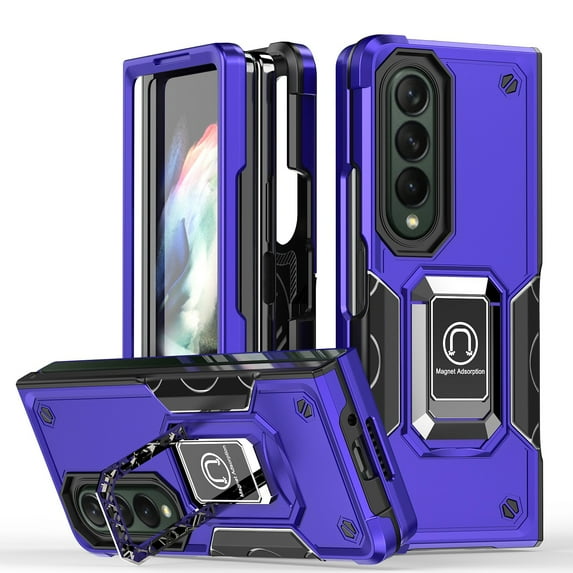 For Samsung Galaxy Z Fold 4 OPTIMUM Magnetic Ring Stand Hybrid Case Cover - Dark Purple