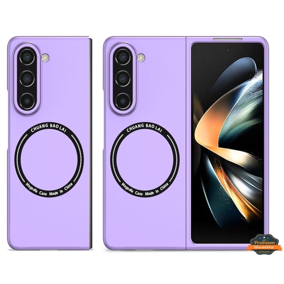 For Samsung Galaxy Z Fold 5 5G Compatible with MagSafe Wireless Charger, Heavy Duty Shockproof Protection Matte Skin Phone Case Cover by Xpression - Purple