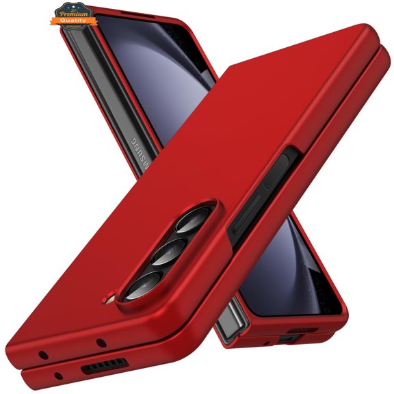 For Samsung Galaxy Z Fold 5 5G Hybrid Thin Slim Premium Hard Plastic Matte Finish Anti-Scratch Full Protection Shockproof Phone Case Cover by Xpression - Red