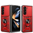 thumbnail image 1 of For Samsung Galaxy Z Fold 5 Case with Sliding Camera Lens Cover and Ring Kickstand Heavy Duty Military Grade Rugged Protection Shockproof Back Phone Cover for Samsung Galaxy Z Fold 5, Red, 1 of 10