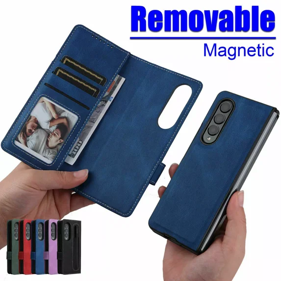 For Samsung Galaxy Z Fold 6 5 4 3 Detchable Wallet Leather Case Cover Pen Holder