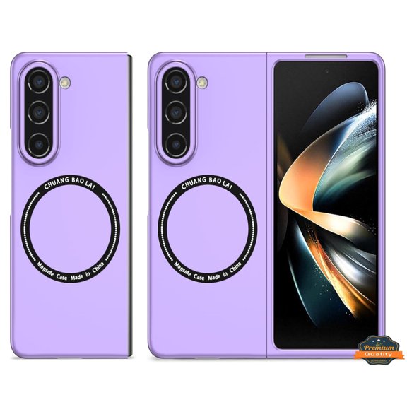 For Samsung Galaxy Z Fold 6 5G Compatible with MagSafe Wireless Charger, Heavy Duty Shockproof Protection Matte Skin Phone Case Cover by Xpression - Purple