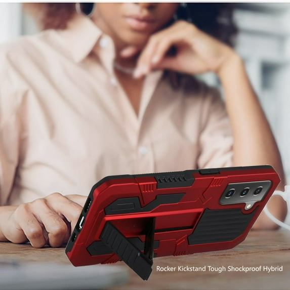 For Samsung Galaxy s21 Plus, s30 Plus Rocker Kickstand Tough Shockproof Hybrid Case Cover - Red