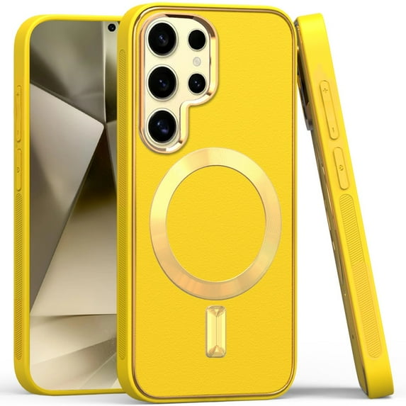 For Samsung Galaxy s24 Ultra Ultimate Quality PU Leather Hybrid Case Cover - Yellow