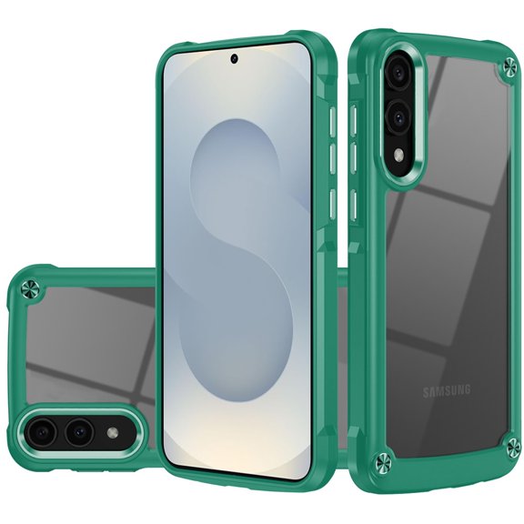 For Samsung Galaxy s25 Edge Ultimate CaseX Transparent Hybrid Case with Metal Buttons And Camera Edges - Midnight Green