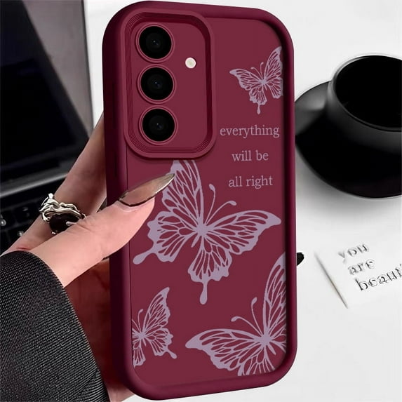 For Samsung GalaxyA55 A35 A15 A34 A54 A14 A53 A52 Phone Cover Gold Butterfly Soft TPU Case