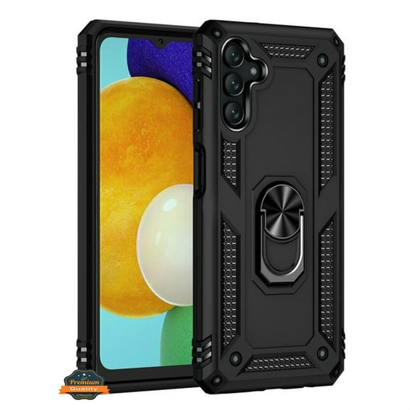 For Samsung S21 Plus Shockproof Tuff Hybrid Dual Layer PC + TPU with 360° Ring Stand Metal Kickstand Heavy Duty Armor Phone Case Cover by Xpression - Black