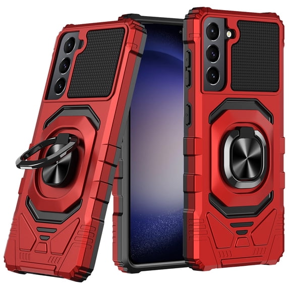 For Samsung S23 FE 5G Case Dual Layer Magnetic RingStand + Tempered Glass