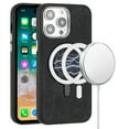 thumbnail image 1 of For Samsung S23 Fashion Chrome Edged Camera [Magnetic Circle] PU Leather Hybrid - Black, 1 of 3