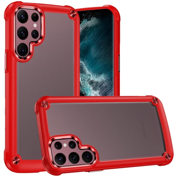 For Samsung S23 Ultra Case Hybrid Cover with Metal Buttons and Raised Camera Lip