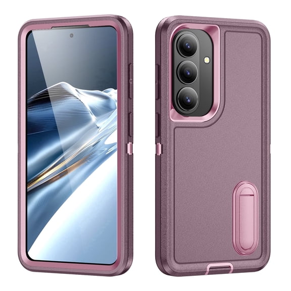 For Samsung S26 Case,Military Grade Dual Layer Cover,Kickstand Dustproof Drop Proof Protective Phone Case Shell for Galaxy S26 6.3"(Purple/Pink)