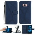 thumbnail image 1 of For Samsung S8 Wallet Case with [RFID Blocking] Leather Flip Folio Strong Magnetic Closure Cover Credit Card Holder with Hand Strap Kickstand Men Women For Samsung Galaxy S8, Darkblue, 1 of 9