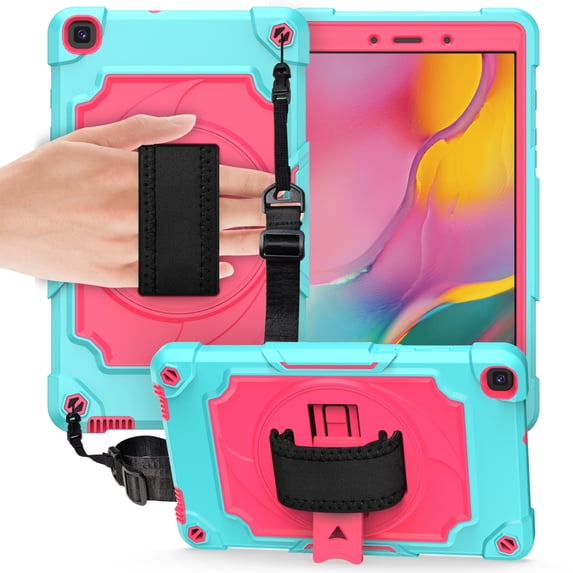 For Samsung Tab A 8.0 /T290 360 Degree Rotation Turntable Contrast Color Robot Shockproof Silicone