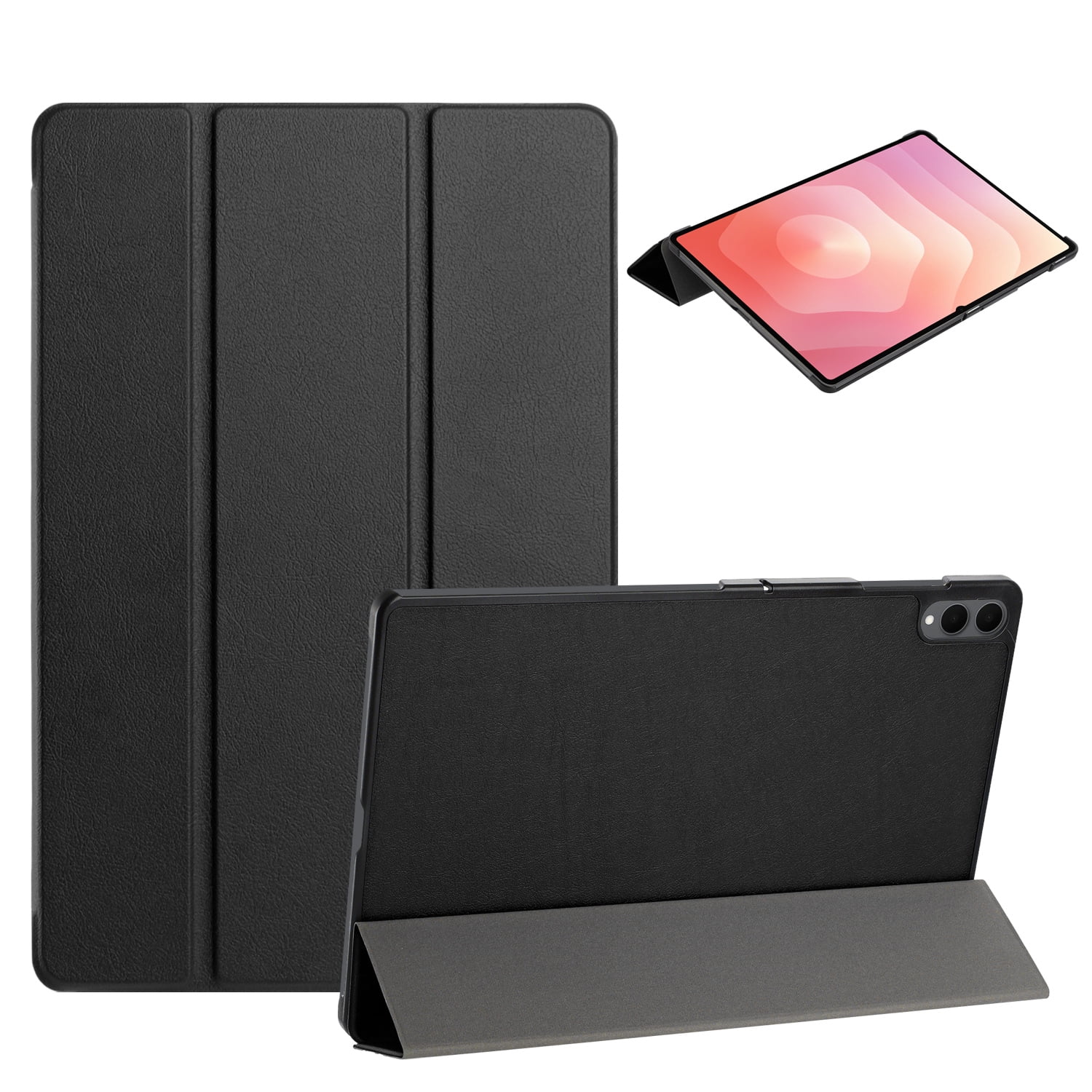 For Samsung Tab S11 Ultra 14.6inch Trifold Magnetic Closure PU Leather Case Cover - Black