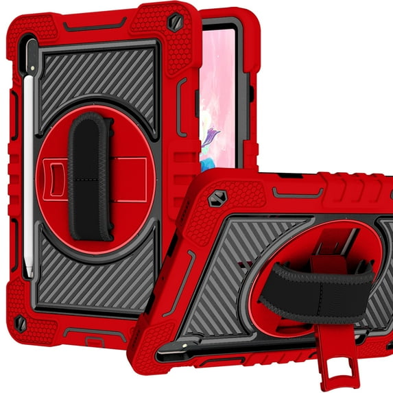 For Samsung Tab S8 3in1 Multi-Functional Tablet Case for Hand, Shoulder, Pencil & Stand - Red