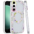 thumbnail image 1 of For Samsung s23 FE 5G [Magnetic Circle] Double Layer Design IMD TPU Case - Yellow/Purple Floral, 1 of 3