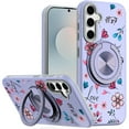 thumbnail image 1 of For Samsung s25 FE Metal Diamond CD Pattern Design Matte Finished Hybrid with Rotational Ring [Car Mount Friendly] Case - 13, 1 of 4