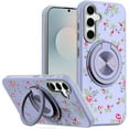 thumbnail image 1 of For Samsung s25 FE Metal Diamond CD Pattern Design Matte Finished Hybrid with Rotational Ring [Car Mount Friendly] Case - 9, 1 of 4