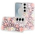 thumbnail image 1 of For Samsung s25 FE Rose Flower Full Diamond Bling Stones - Pink, 1 of 3