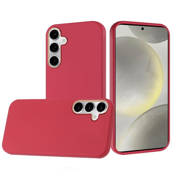 For Samsung s25 Plus/s24 Plus Classy Slick Chromed Around Hybrid Case Cover - Burgundy