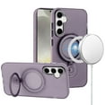 thumbnail image 1 of For Samsung s25 Plus/s24 Plus Hoop Kickstand [Magnetic Circle] HD Transparent Chrome Hybrid - Purple, 1 of 3
