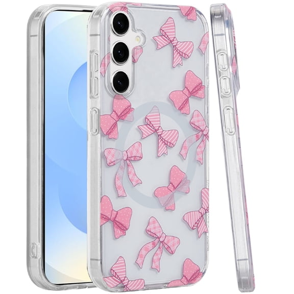 For Samsung s25 Plus/s24 Plus [Magnetic Circle] Double Layer Design IMD TPU Case - Bow Knot