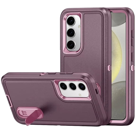For Samsung s25 Plus/s24 Plus PEAK 3in1 Toughest Hybrid with Stand Cover Case - Burgundy/Black