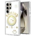 thumbnail image 1 of For Samsung s25 Ultra Smiling Glitter Ornament Bling With Ring Stand Hybrid Case Cover - White, 1 of 3