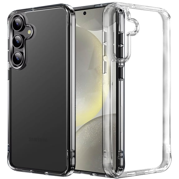 For Samsung s25/s24 PURE CRYSTAL Transparent Thick 2.0mm ShockProof Chromed Buttons Case Cover - Clear